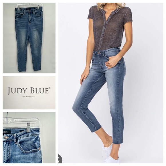 Judy Blue Relaxed Fit Jeans Womens Size 29 Denim Raw Hem High Rise - Picture 1 of 8